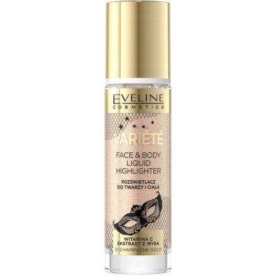 Eveline Cosmetics Variété tekutý rozjasňovač na obličej a tělo 01 Sparkling Wine Gold 30 ml – Zboží Dáma