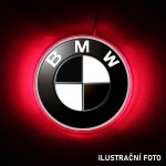 BMW svítící znak na kufr- LED podsvícené logo - červená - ČERNÁ a BÍLÁ – Zboží Mobilmania
