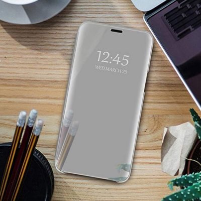 Pouzdro SES Zrdcadlové silikonové flip Xiaomi Poco X3 - stříbrné