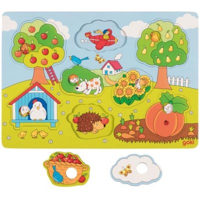 Goki Na zahrádce odkrývací puzzle s obrázky na pozadí 8 dílů – Hledejceny.cz