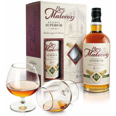 Malecon Superior 10y 40% 0,7 l (dárkové balení 2 sklenice) – Zbozi.Blesk.cz