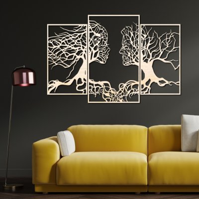 WOODENY Dřevěný obraz na stěnu - sblížení stromů Vyberte dekor: Topol, Celková velikost: šířka 120cm x výška 74cm – Zbozi.Blesk.cz