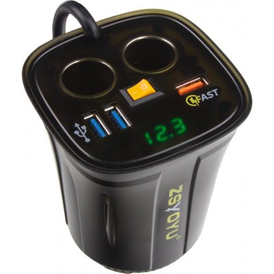 Dvojitá CL zásuvka s 3x USB+voltmetrem do držáku nápojů - 34511G – Hledejceny.cz