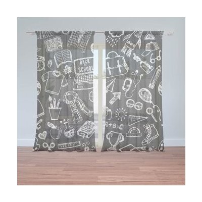 Sablio Záclony Černobílá škola: 2ks 150x250cm – Hledejceny.cz