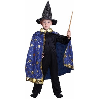 kouzelnický modrý plášť s hvězdami čarodějnice/Halloween
