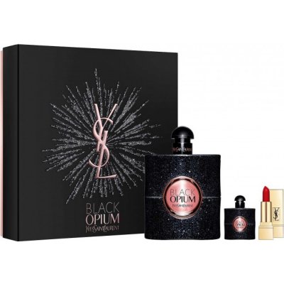Yves Saint Laurent Opium Black EDP 90 ml + EDP 7,5 ml + rtěnka 1,3 ml pro ženy dárková sada