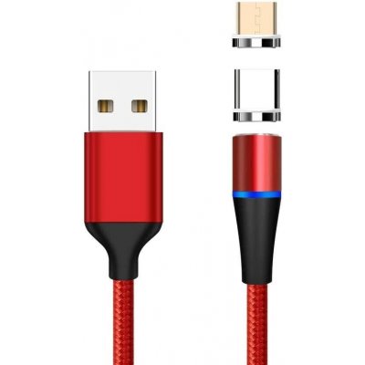 Kabel Magnetický micro USB a USB-C nabíjecí a datový, 1m, červený – Zboží Mobilmania