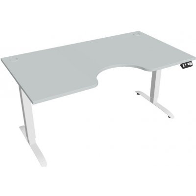 Hobis Office Pro psací stůl Motion MS ERGO 2 Šířka: 160 cm, Barva desky: šedá, Barva kovu: bílá RAL 9016 Šířka 120-180 cm / 27 barevných variant
