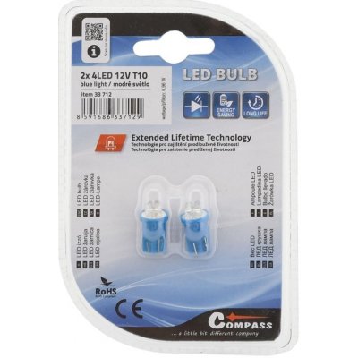 Compass 4LED 12V T10 modrá 2ks 33712