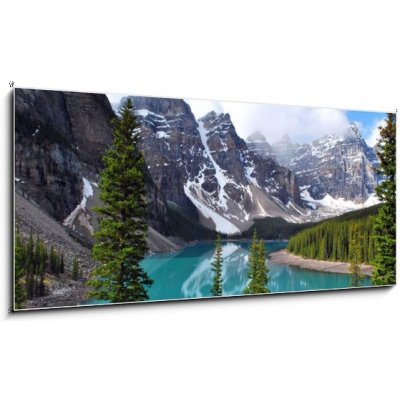 Obraz 1D panorama - 120 x 50 cm - Moraine Lake in Banff National Park, Alberta, Canada Moraine jezero v národním parku Banff, Alberta, Kanada – Zboží Mobilmania