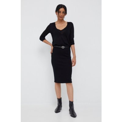 Calvin Klein vlněná sukně midi pouzdrová černá
