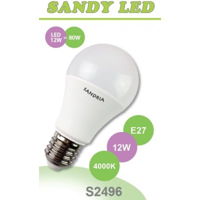 Sandy LED žárovka LED E27 A60 S2496 12W neutrální bílá – Zboží Mobilmania