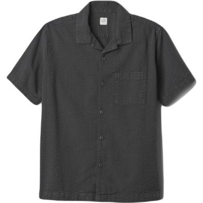 GAP Seersucker dětská košile tmavě šedá – Zboží Dáma