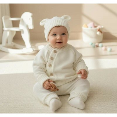 Kojenecká rostoucí 3D pletená souprava smetana – Hledejceny.cz