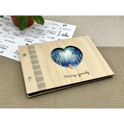 Dřevěné fotoalbum pro miminko Modrý medvídek Formát: A5 (799 Kč), Barva listů: Bílá – Zboží Živě