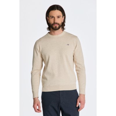 Gant svetr Classic Cotton C-neck hnědá – Zboží Mobilmania