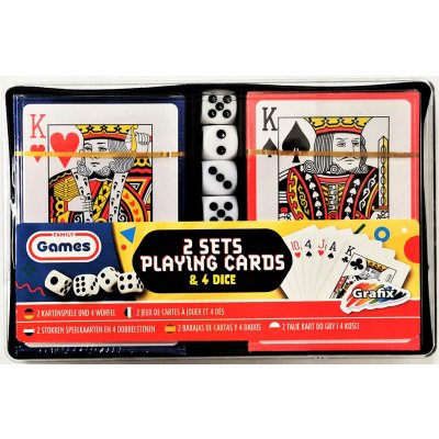 Grafix Hrací karty sada 2 balíčky + 4 kostky