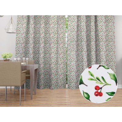 Biante Dekorační závěs TF-111 Jeřabiny na bílém 140x150 cm – Hledejceny.cz