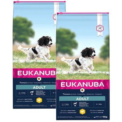 Eukanuba Active Adult Medium Breeds Chicken bohatá na čerstvé kuře 2 x 15 kg – Hledejceny.cz