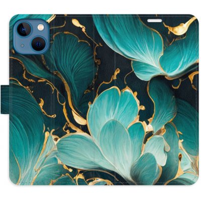 Pouzdro iSaprio Flip s kapsičkami na karty - Blue Flowers 02 Apple iPhone 13
