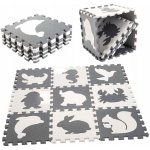 Ikonka Pěnová podložka na puzzle pro děti 9 ks černá-ecru – Zboží Dáma