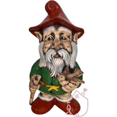 Zahradní trpaslík Dezider s ptáčkem keramický – Zboží Dáma