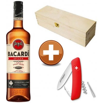 Bacardi Spiced 35% 1 l (dárkový balení švýcarský nůž)
