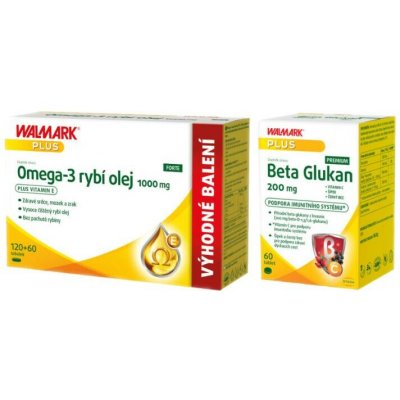 Walmark Omega-3 FORTE 1000 mg 120+60 tablet + Walmark Beta Glukan 200 mg 60 tablet – Hledejceny.cz