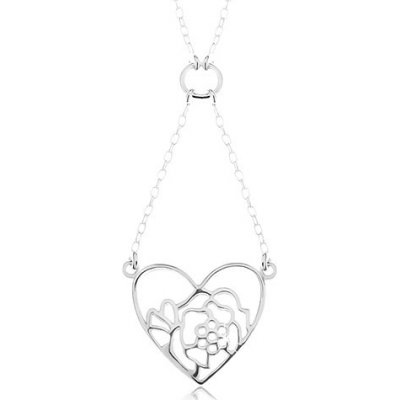 Šperky eshop Stříbrný a přívěsek obrys srdce a květu R45.12 – Zboží Mobilmania