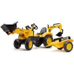 FALK Šlapací traktor 2076N Komatsu s nakladačem rypadlem a vlečkou – Hledejceny.cz