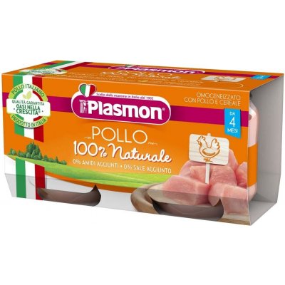 PLASMON Příkrm bezlepkový masový s obilím kuřecí bez škrobu a soli 2 x 80 g – Zboží Mobilmania