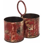 Sanu Babu Závěsný plechový květináč, dvojitý, červená patina, 22x11x21cm – Zboží Dáma