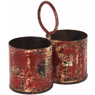 Sanu Babu Závěsný plechový květináč, dvojitý, červená patina, 22x11x21cm – Zboží Dáma