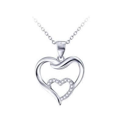 Šperky4U Stříbrný řetízek s přívěškem srdce ZB87970