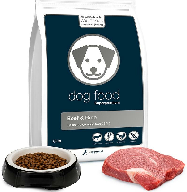 PetGourmet Superprémiové pro menší psy hovězí 1,5 kg