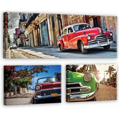 Postershop Obraz na plátně: Havana auta - set 1ks 80x30 cm a 3ks 37,5x24,8 cm – Zbozi.Blesk.cz