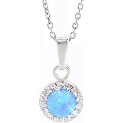 JSB Stříbrný se světle modrým opálem a krystaly Swarovski Elements kolečko blue opal 15079