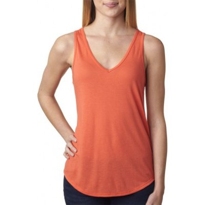 Bella Flowy V neck Tank oranžové