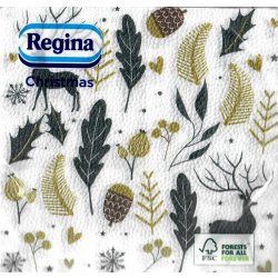 Regina Papírové ubrousky 1 V 20 kusů Vánoční zlaté a černé listy 33x33cm