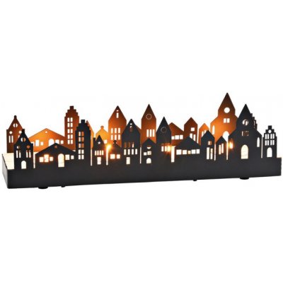 Textilomanie Adventní kovový svícen TOWN 19x8 cm černý – Zbozi.Blesk.cz