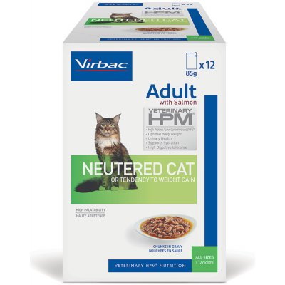 Virbac Veterinary Adult Neutered Salmon chunks gravy 12 x 85 g – Hledejceny.cz
