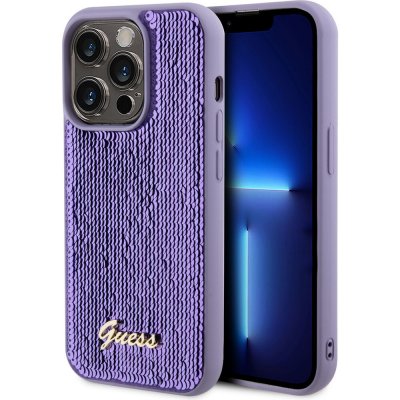 Pouzdro Guess Sequin Script Logo iPhone 15 Pro Max fialové