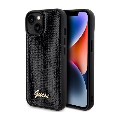 Pouzdro Guess Sequin Script Logo iPhone 15 černé – Zboží Mobilmania