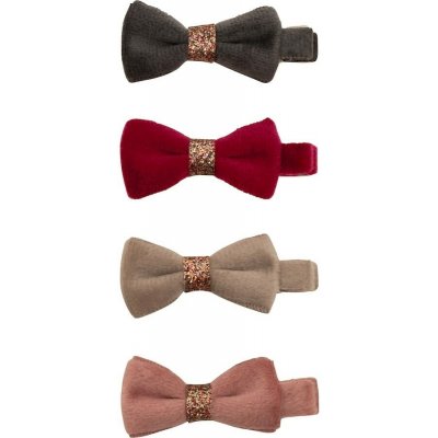 MIMI & LULA Sponky do vlasů Velvet Bows – set 4 ks, béžová barva, kov – Zboží Dáma