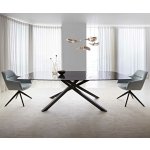 DELIFE Edge oválný 240 x 120 sklo s reliéfem kouřově černé 3D design křížová podnož obdélník černá – Sleviste.cz