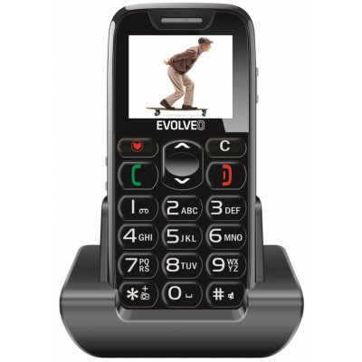 EVOLVEO EasyPhone, mobilní telefon pro seniory s nabíjecím stojánkem (černá barva) EP-500 – Zboží Mobilmania