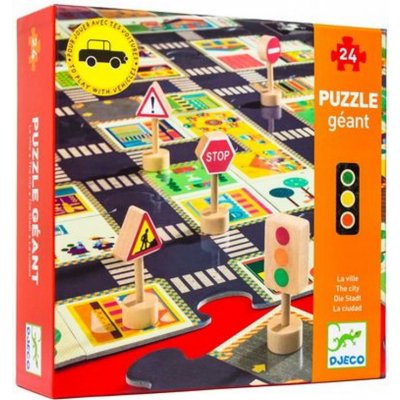 Djeco dřevěné puzzle Město jako autodráha 24 ks – Zboží Mobilmania
