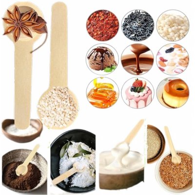 Čisté dřevo 6 x Dřevěná naběračka ke koření, 6ks lžiček do kořenek, mini - 8cm, buková – Sleviste.cz