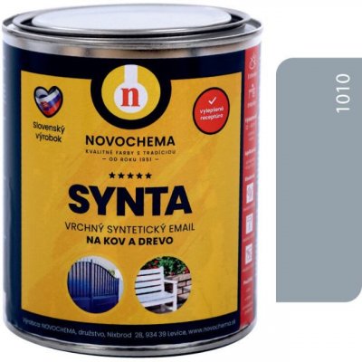 Novochema Synta vrchní syntetický email na kov a dřevo 0,75 kg 1010 Šedá pastelová – Sleviste.cz