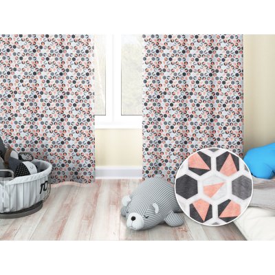 Biante Dětský dekorační závěs Leona LN-031 Lososovo-šedé hexagony 130x180 cm – Zboží Mobilmania